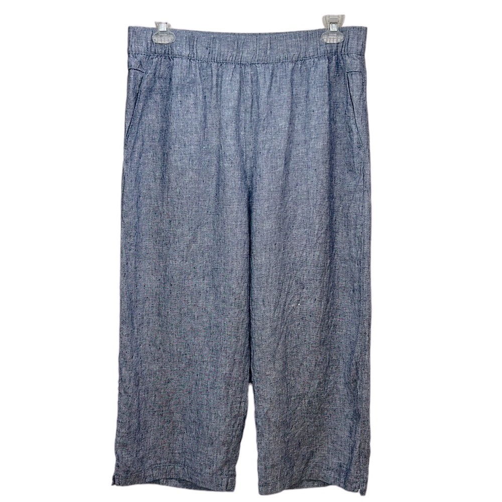 Cynthia Rowley 100% Linen Cropped Wide Leg Pants XL Slub Linen High‎ Rise…